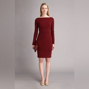 Stella McCartney Burgundy Long Sleeve Sheath Dress Minimalist Designer Sz 44(12)